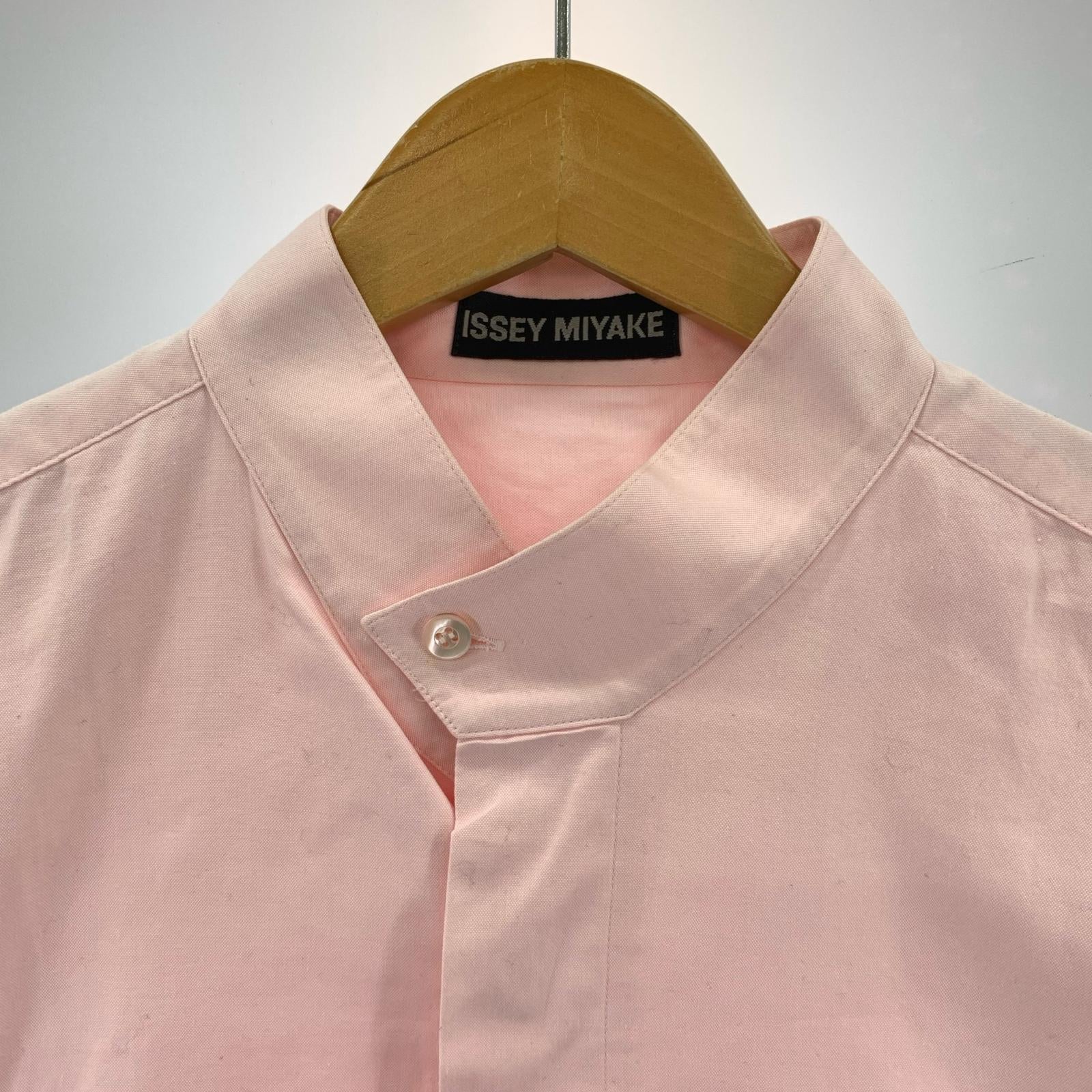 長袖シャツ ISSEY MIYAKE スタンドカラー 比翼 オックスシャツ M ピンク M