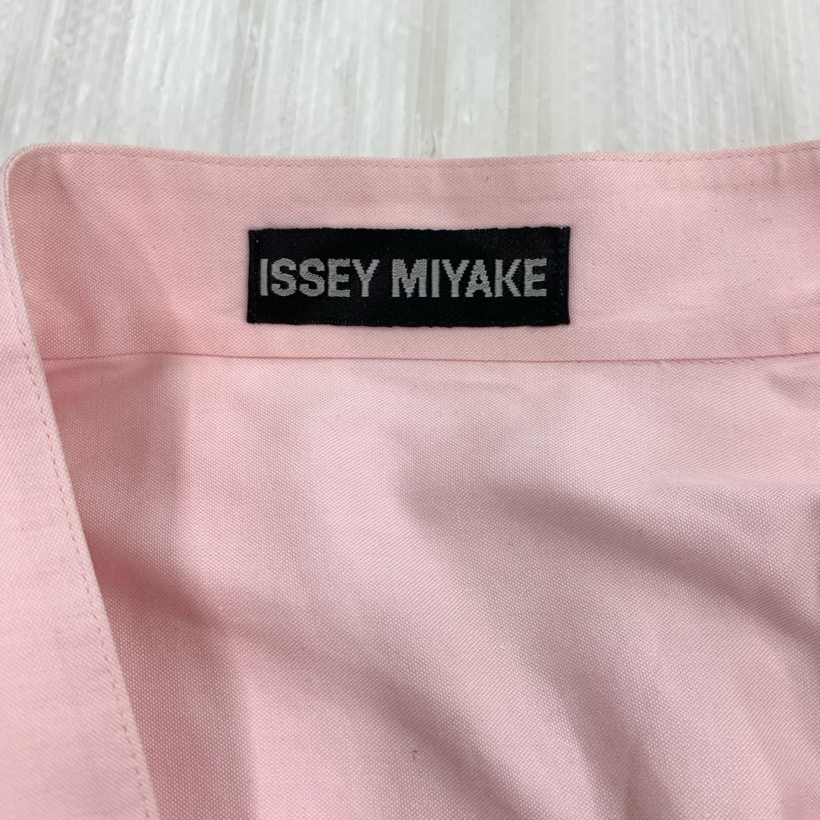 長袖シャツ ISSEY MIYAKE スタンドカラー 比翼 オックスシャツ M ピンク M