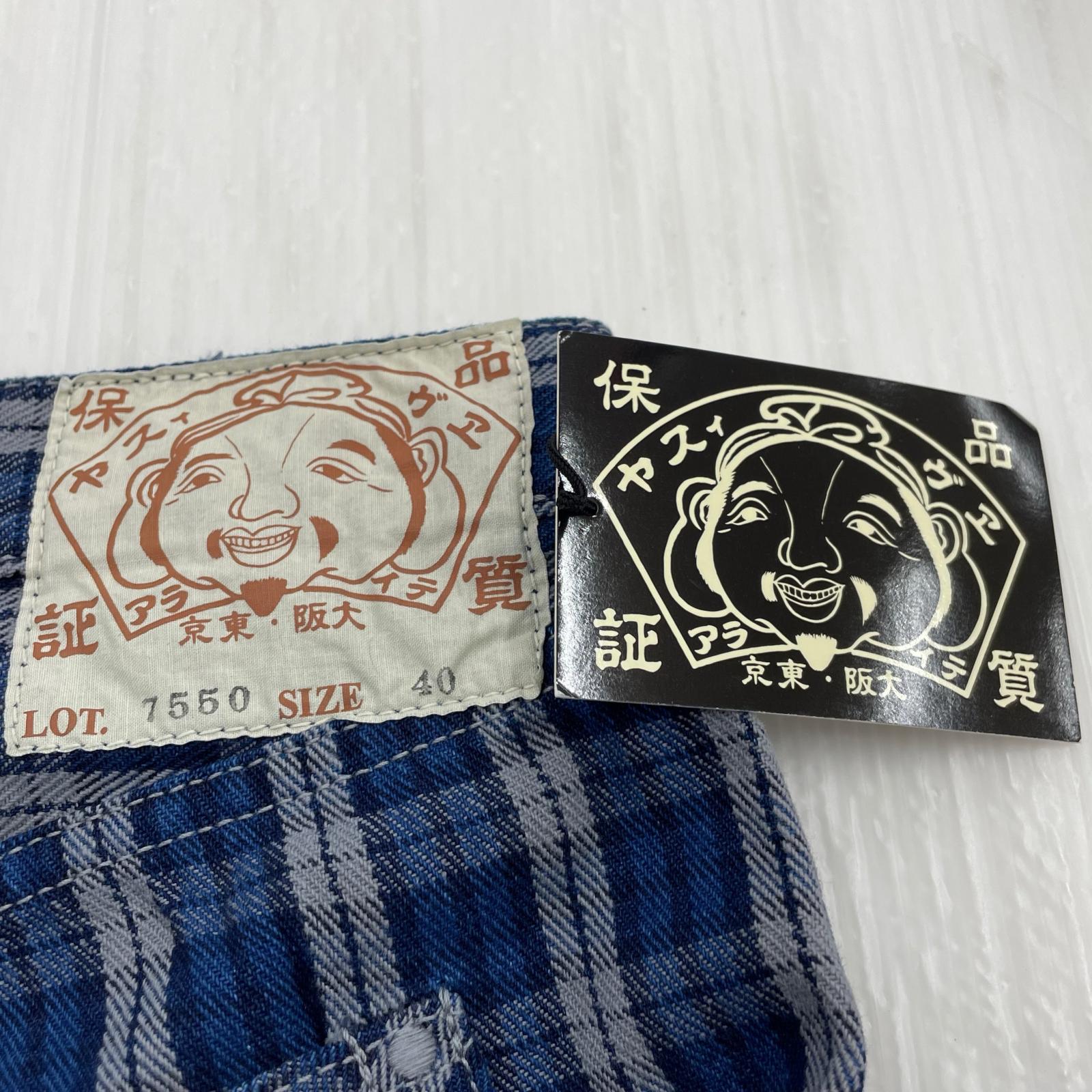 ショートパンツ YAMANE Lot.7550 チェックショーツ W40 ネイビー 40 ブルー