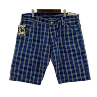 ショートパンツ YAMANE Lot.7550 チェックショーツ W40 ネイビー 40 ブルー