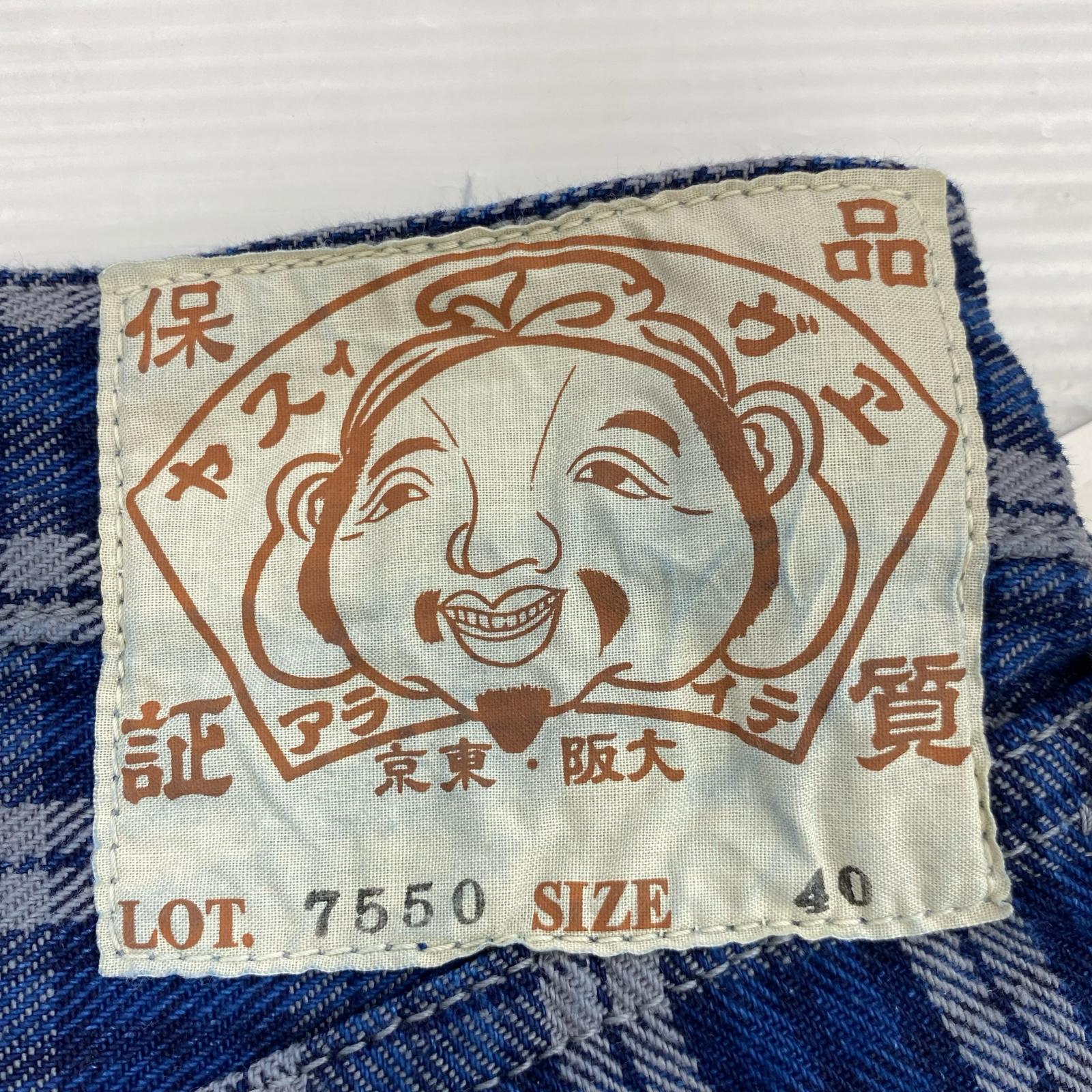 ショートパンツ YAMANE Lot.7550 チェックショーツ W40 ネイビー 40 ブルー