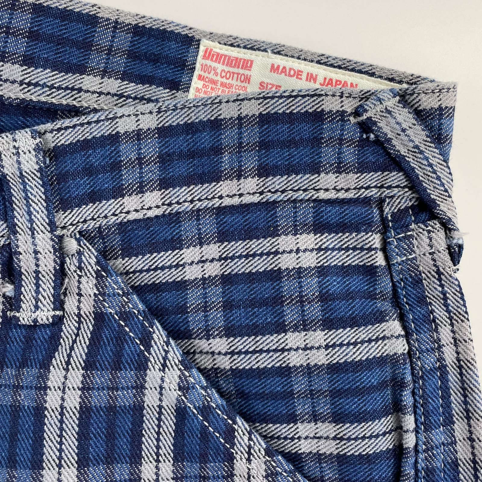ショートパンツ YAMANE Lot.7550 チェックショーツ W40 ネイビー 40 ブルー