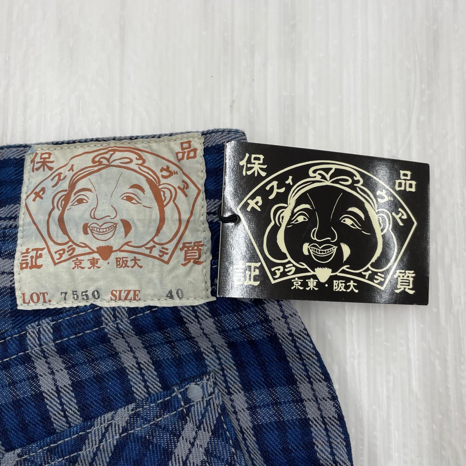 ショートパンツ YAMANE Lot.7550 チェックショーツ W40 ネイビー 40 ブルー