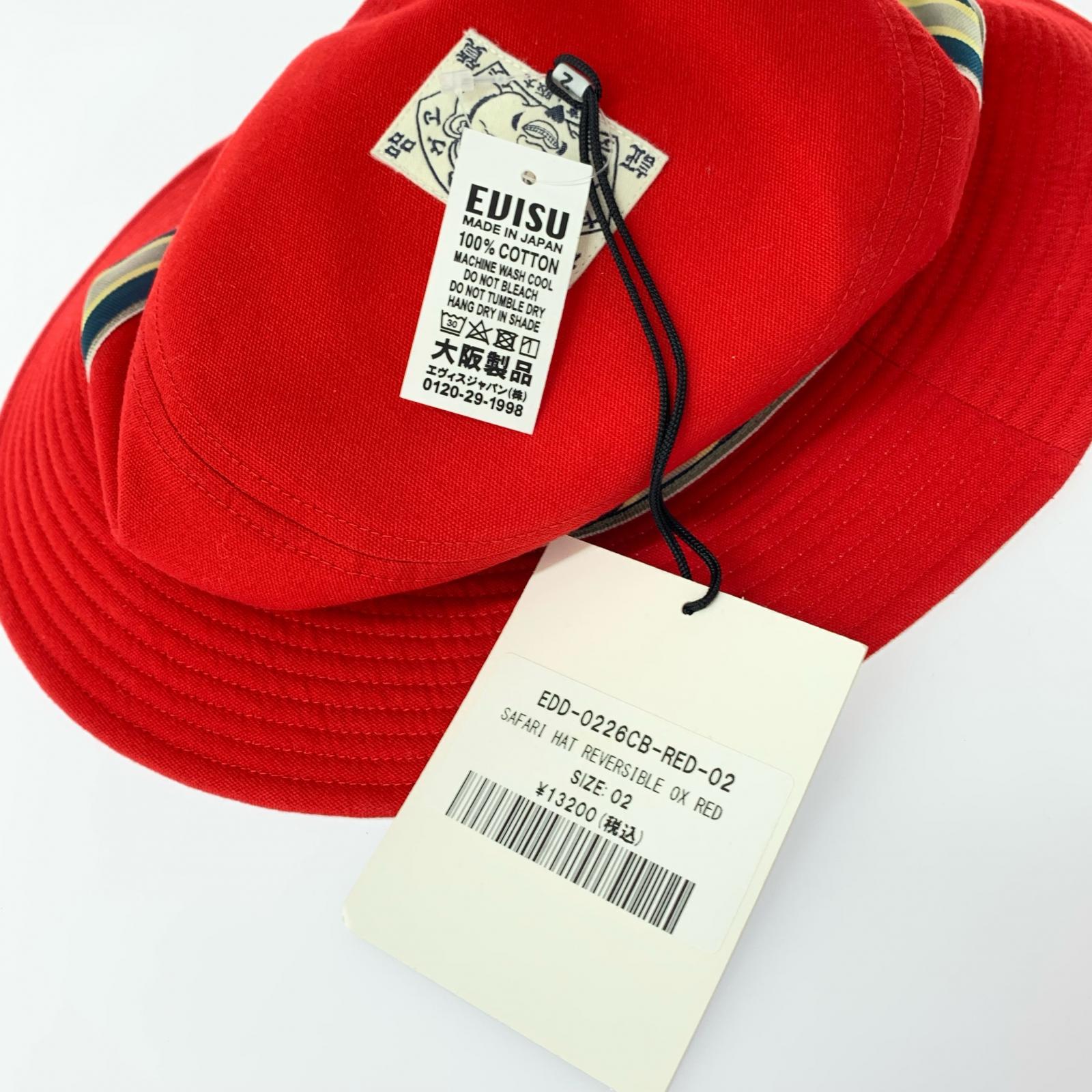 ハット EVISU SAFARI HAT REVERSIBLE レッド×アイボリー