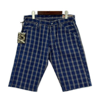 ショートパンツ EVISU Lot.7550 チェックショーツ W34 ネイビー 34 ブルー