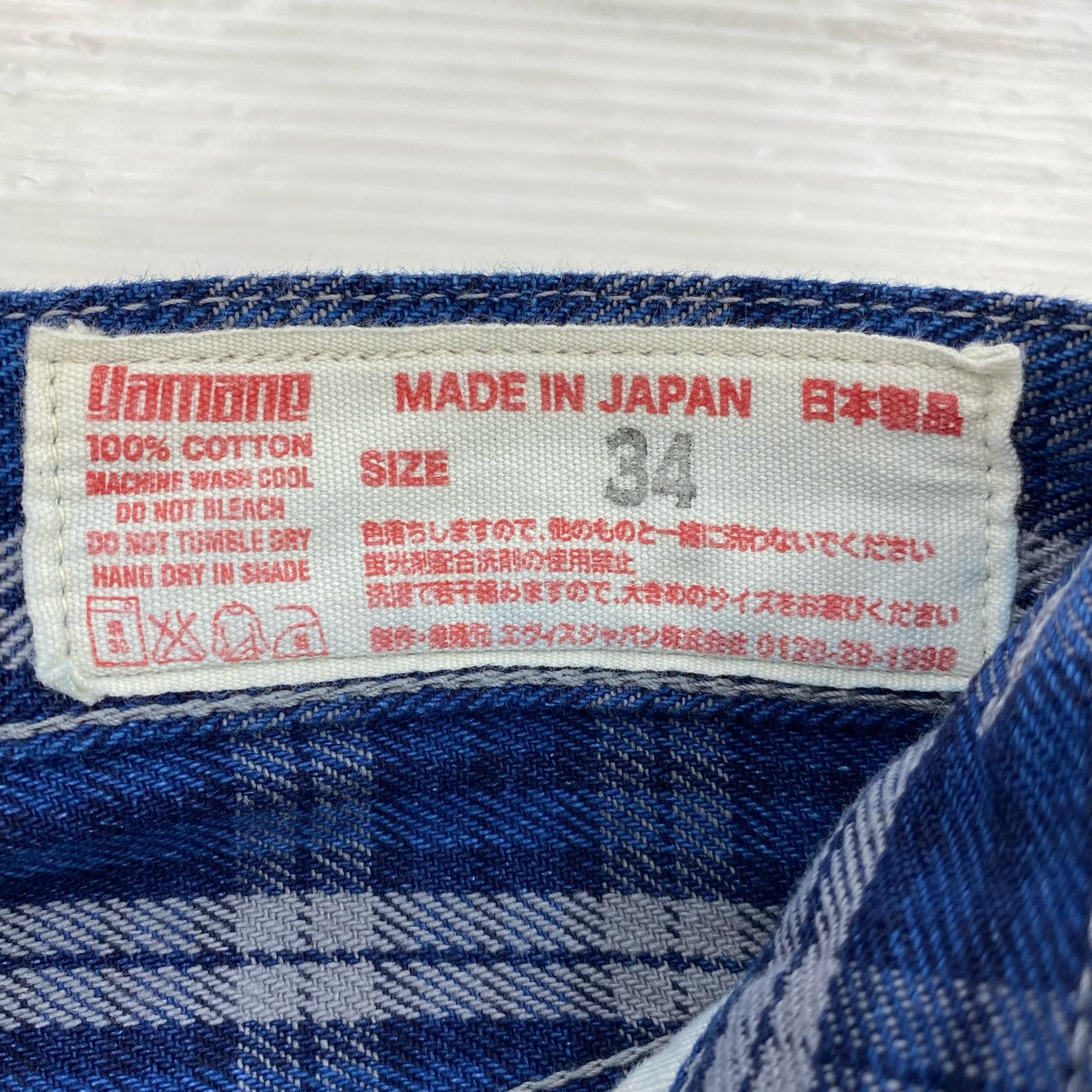 ショートパンツ EVISU Lot.7550 チェックショーツ W34 ネイビー 34 ブルー