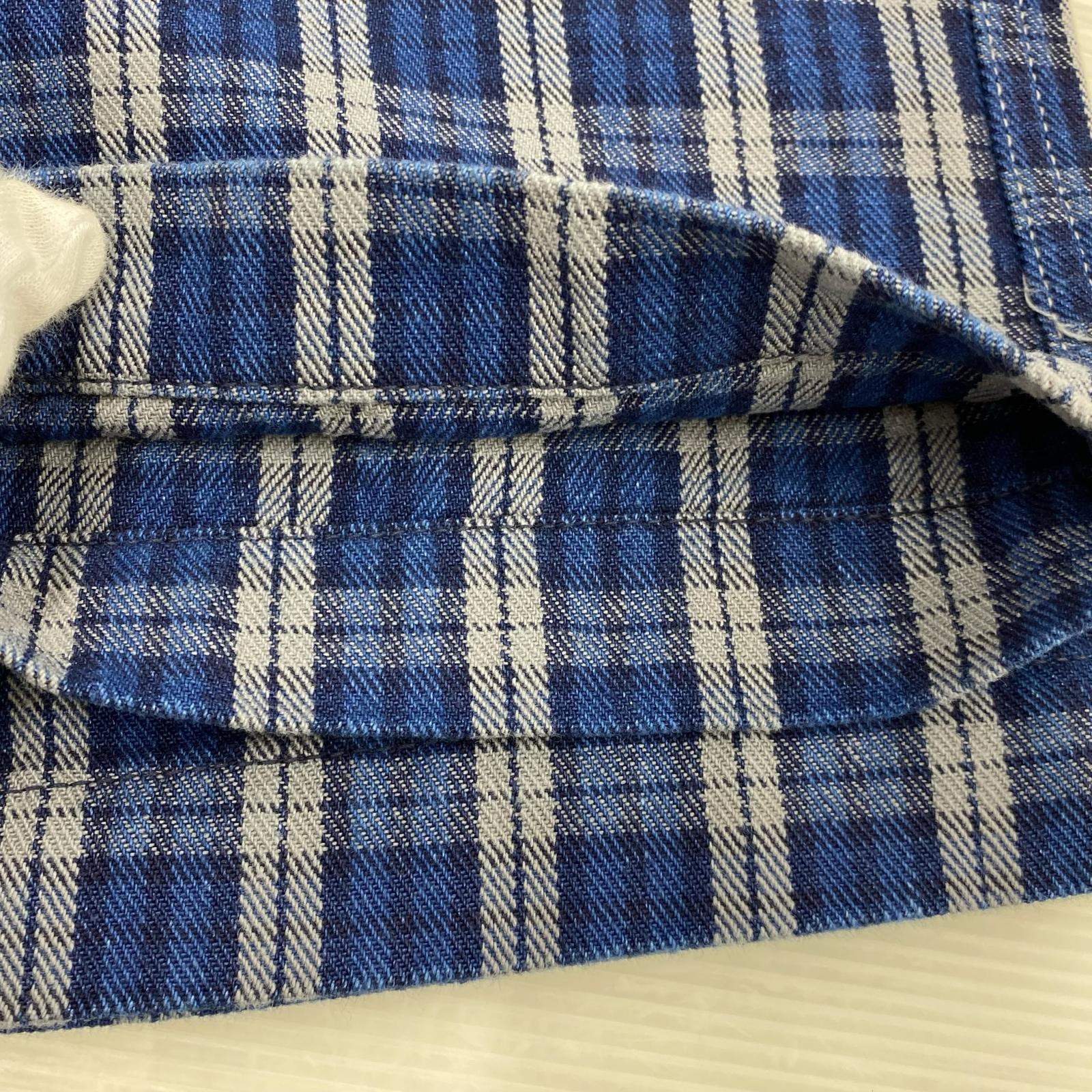 ショートパンツ EVISU Lot.7550 チェックショーツ W34 ネイビー 34 ブルー