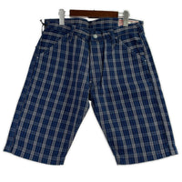 ショートパンツ EVISU Lot.7550 チェックショーツ W34 ネイビー 34 ブルー