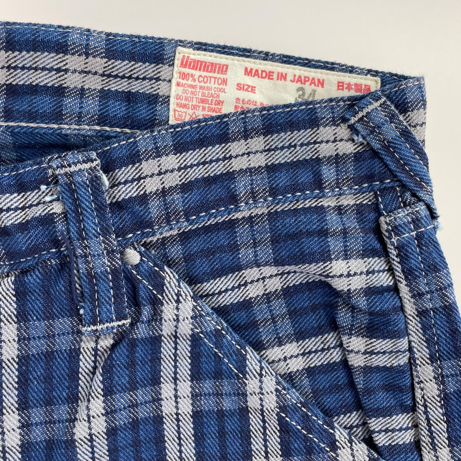 ショートパンツ EVISU Lot.7550 チェックショーツ W34 ネイビー 34 ブルー