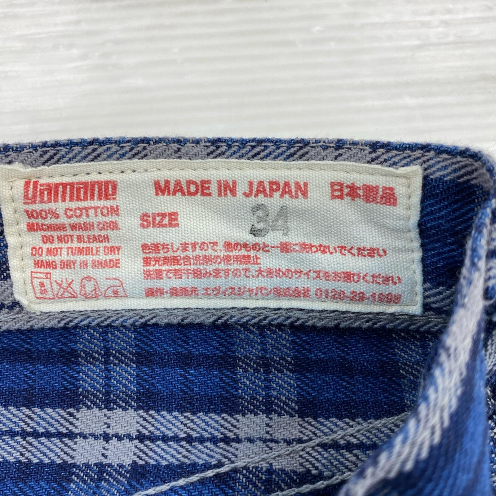 ショートパンツ EVISU Lot.7550 チェックショーツ W34 ネイビー 34 ブルー
