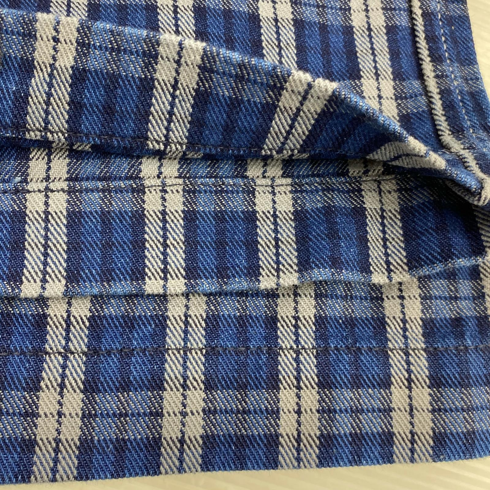 ショートパンツ EVISU Lot.7550 チェックショーツ W34 ネイビー 34 ブルー