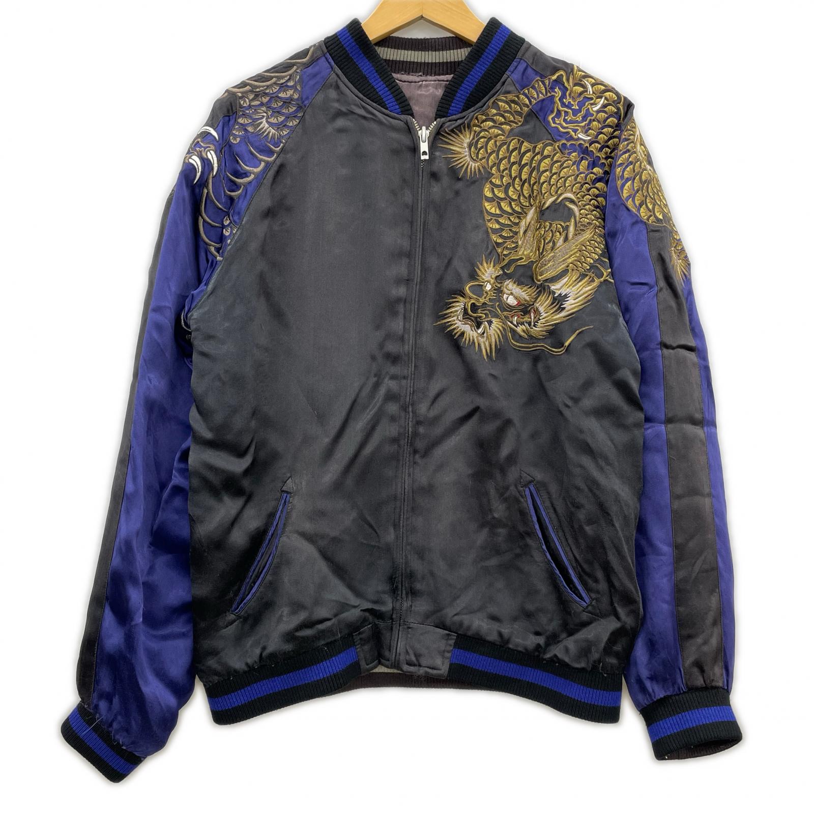 ブルゾン SATORI リバーシブルスカジャンBK BL/GY 双龍 L