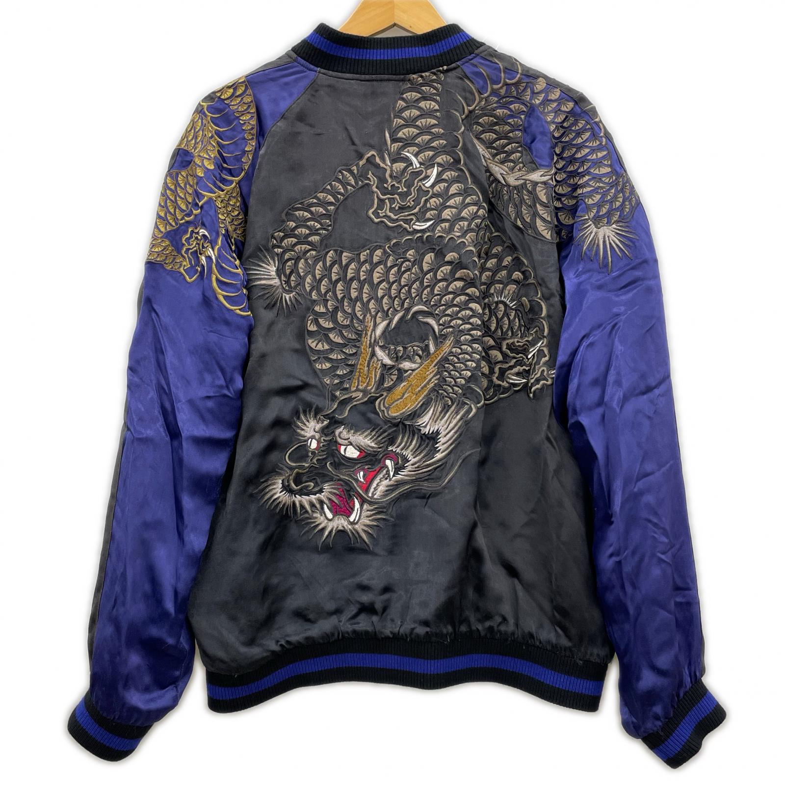 ブルゾン SATORI リバーシブルスカジャンBK BL/GY 双龍 L