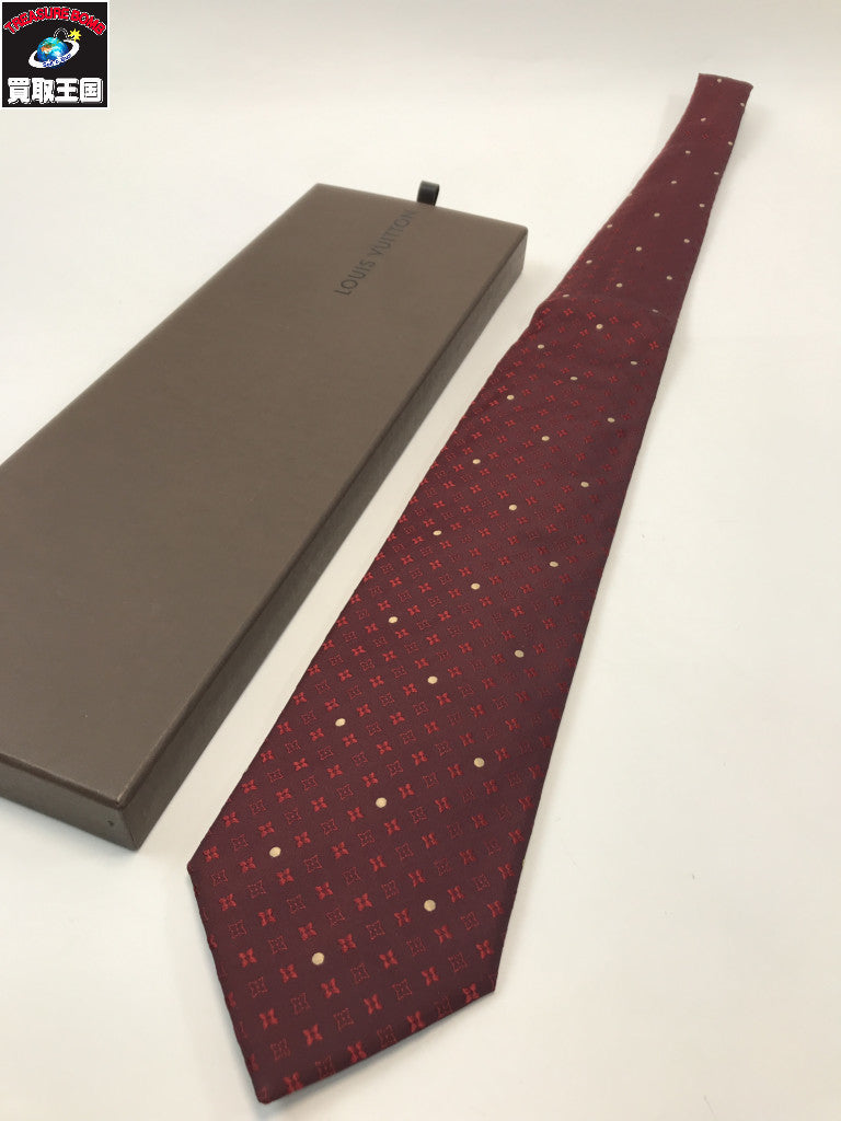 LOUIS VUITTON 小紋 ドット シルクネクタイ ボルドー