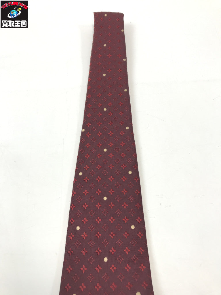 LOUIS VUITTON 小紋 ドット シルクネクタイ ボルドー
