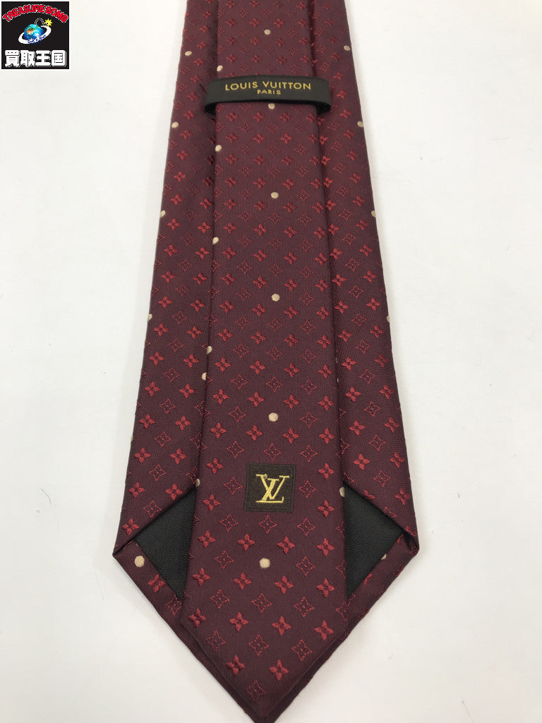 LOUIS VUITTON 小紋 ドット シルクネクタイ ボルドー