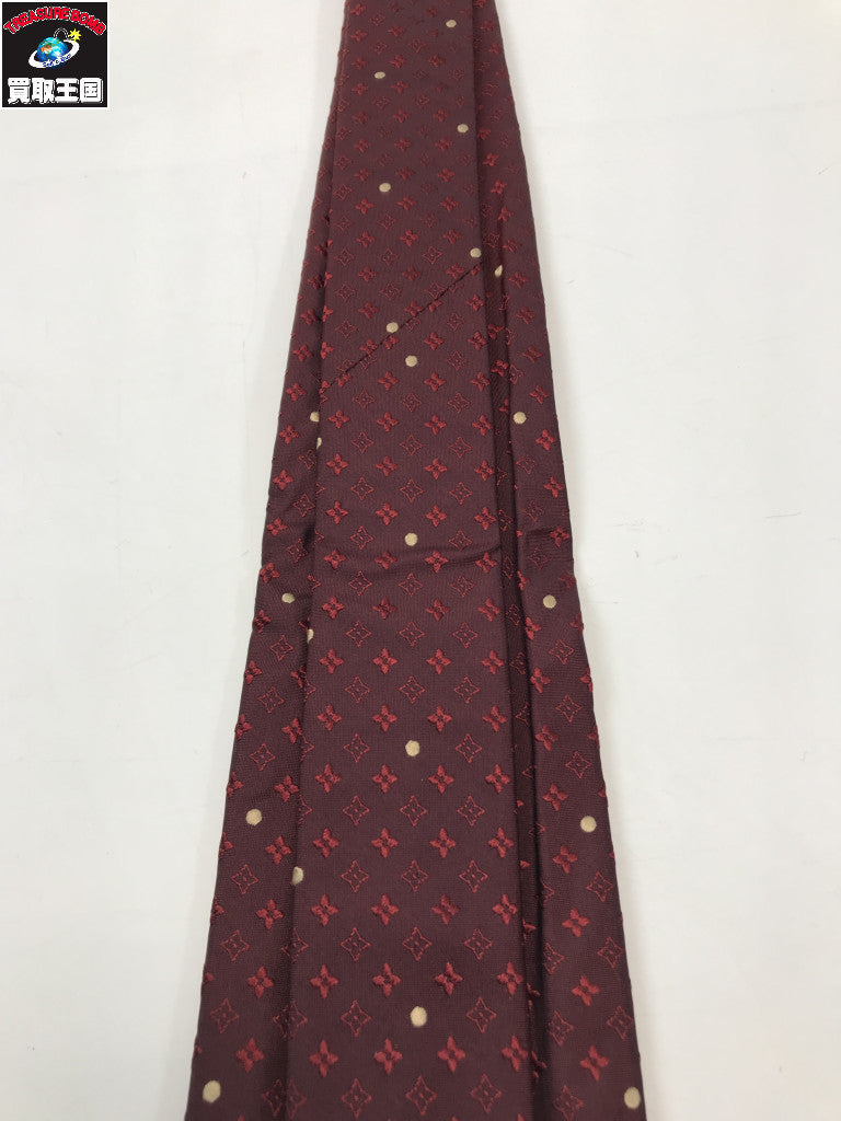 LOUIS VUITTON 小紋 ドット シルクネクタイ ボルドー
