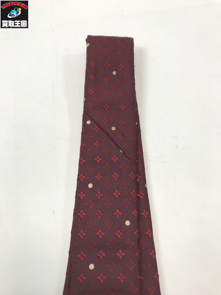LOUIS VUITTON 小紋 ドット シルクネクタイ ボルドー