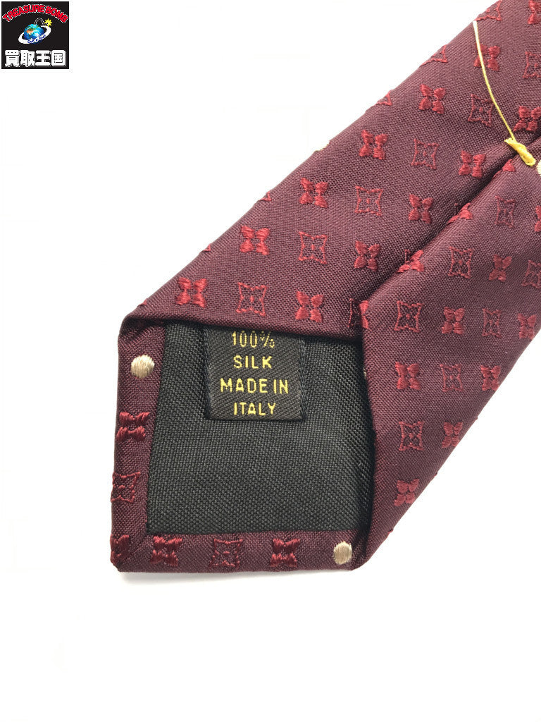 LOUIS VUITTON 小紋 ドット シルクネクタイ ボルドー