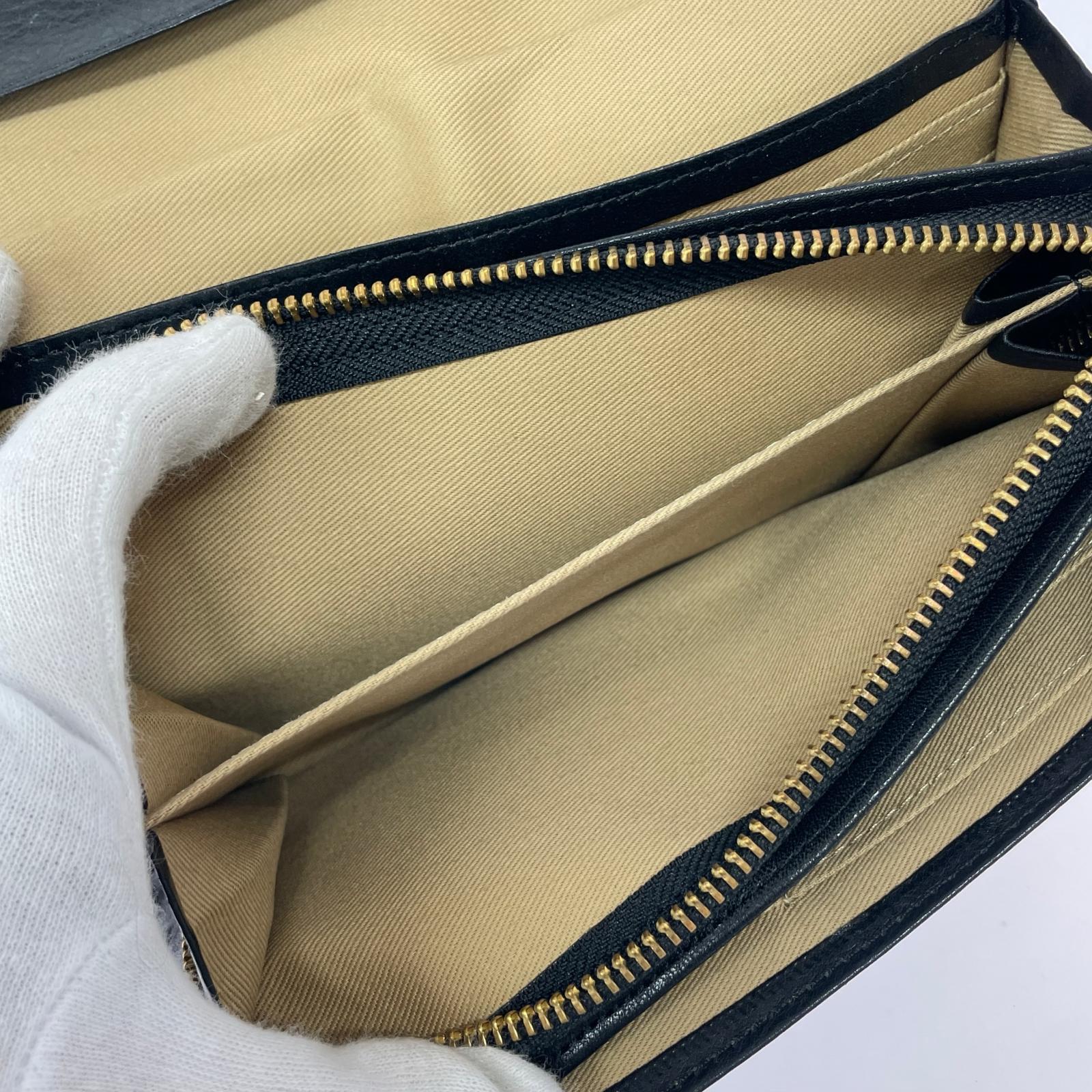 長財布 レザー二つ折り財布 黒 ブラック