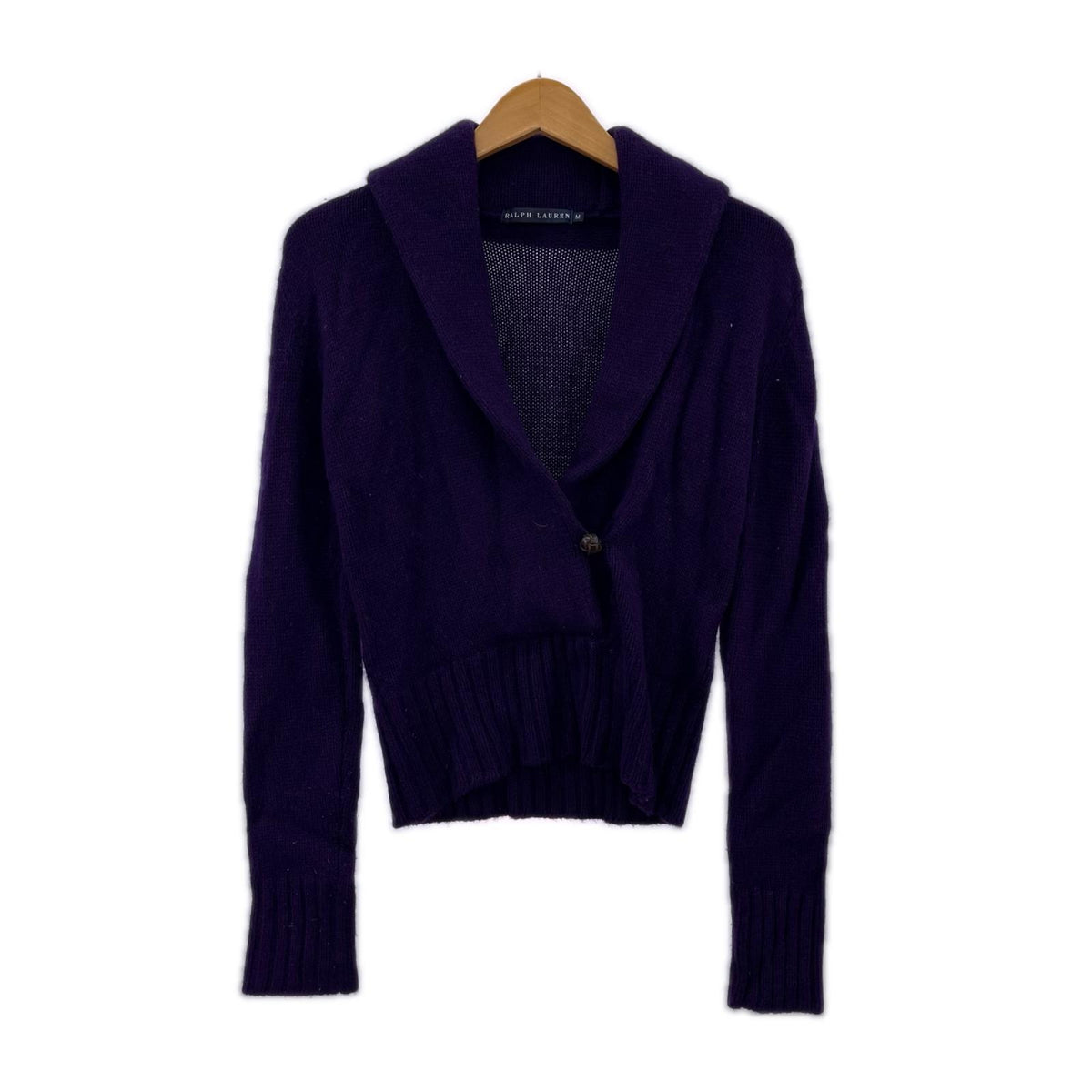 ニット RALPH LAUREN ウールカシミヤショールカラーセーター PPL M M パープル