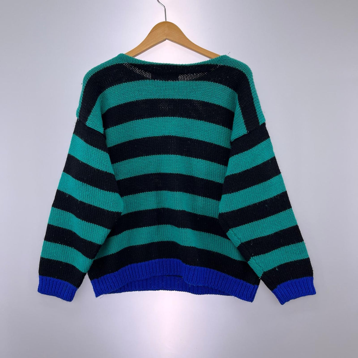 ニット GEOFFREY BEENE ウールボーダーセーター GRN/BLK M M