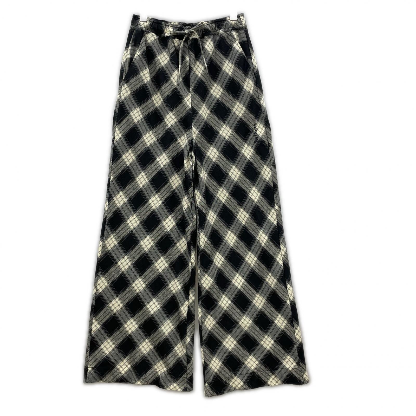 パンツ RANDOM CHECKERED EASY WIDE PANTS 38 BLK 38 ブラック
