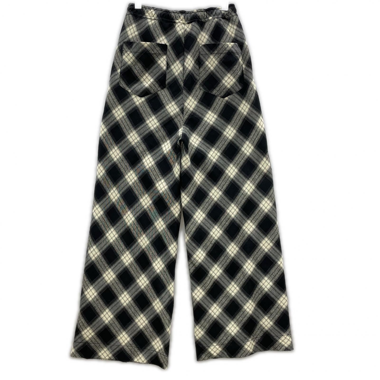パンツ RANDOM CHECKERED EASY WIDE PANTS 38 BLK 38 ブラック
