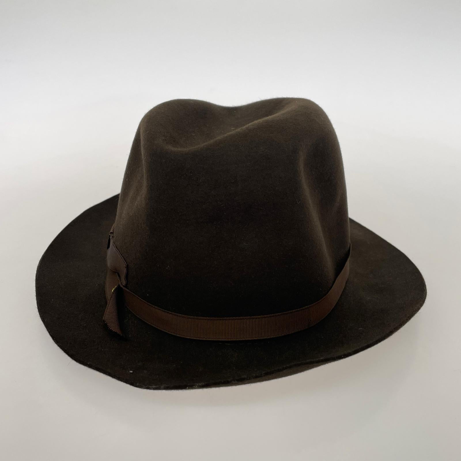 ハット POUR HOMME × Borsalino ウール 茶