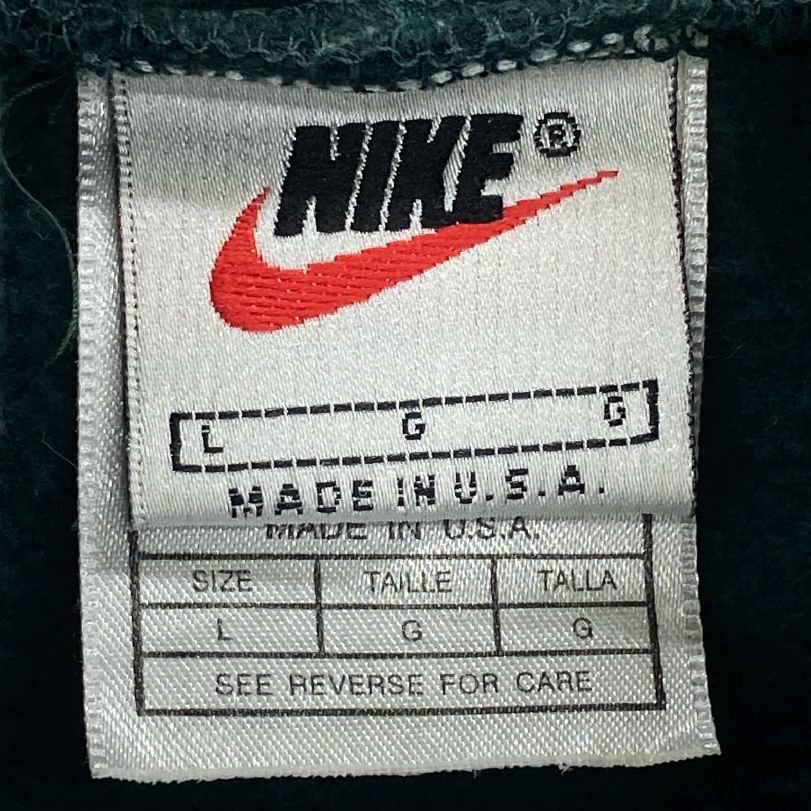 パーカー NIKE 90s USA製 スウォッシュ刺繍パーカー L グリーン L