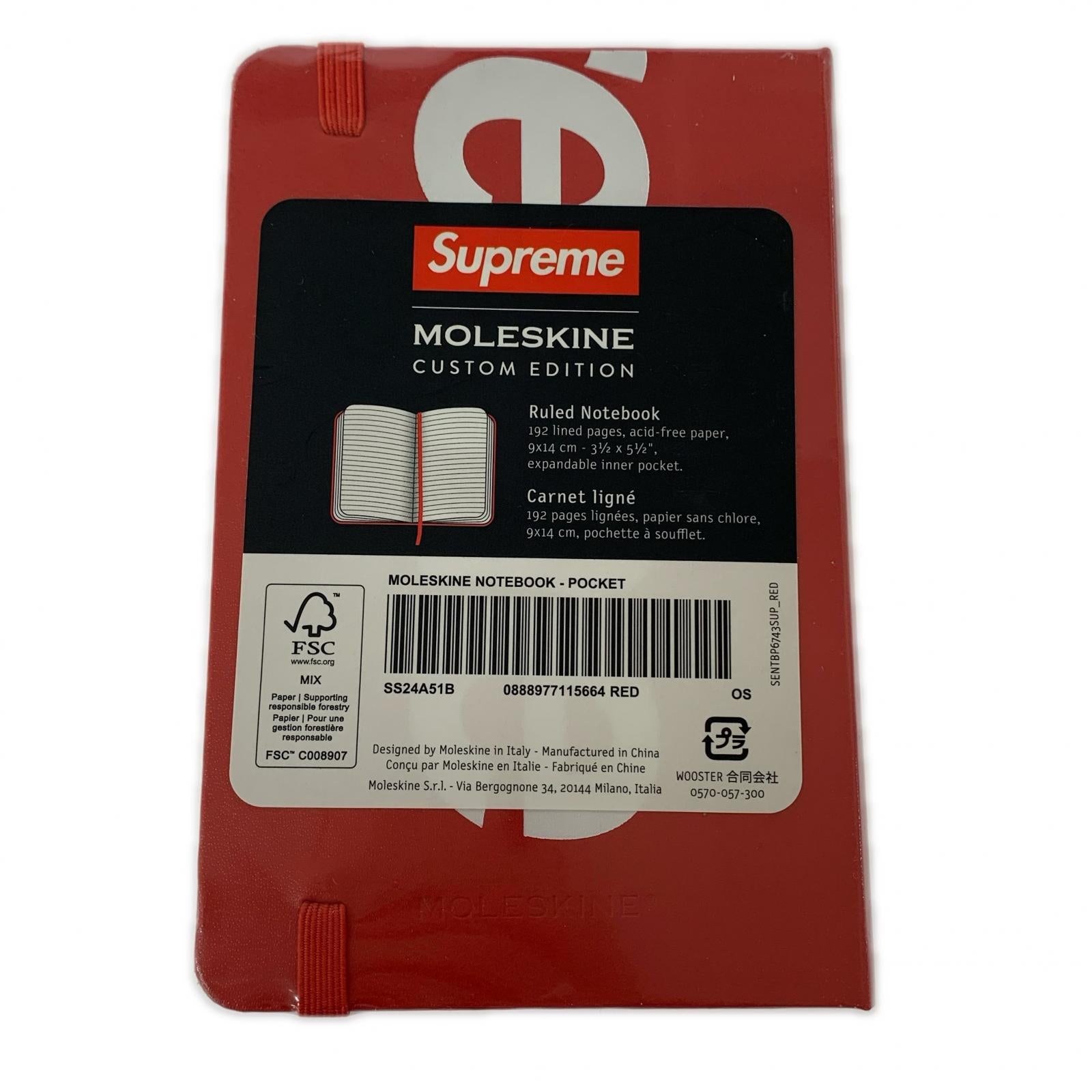 その他アクセサリー Supreme MOLESKINE NOTE モールスキンノート 赤
