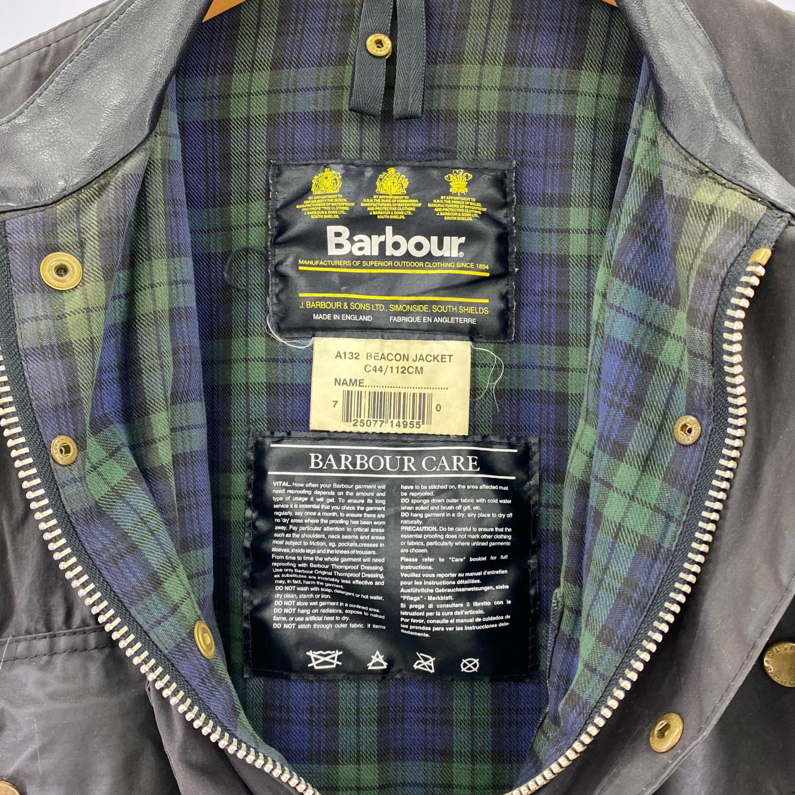 ジャケット Barbour 90s 3ワラント Beacon Jacket 44 黒 ブラック