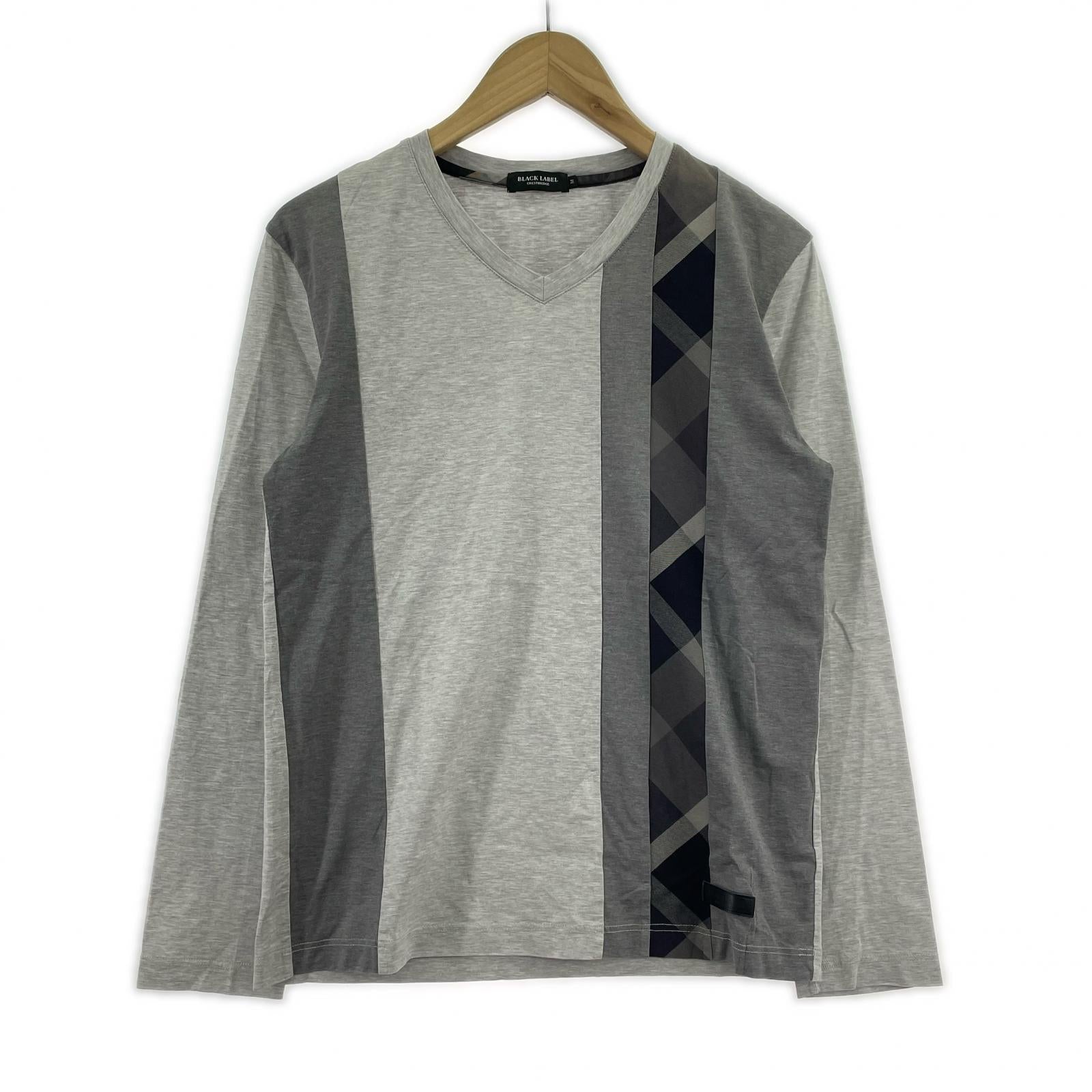 長袖Tシャツ 切替 グレー (M) M グレー