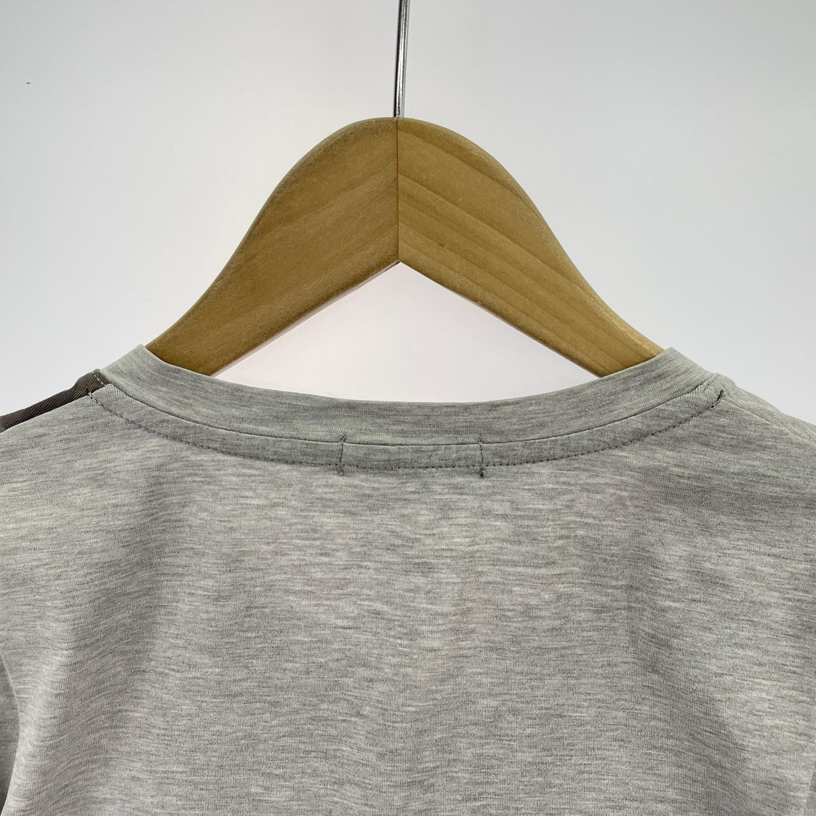 長袖Tシャツ 切替 グレー (M) M グレー