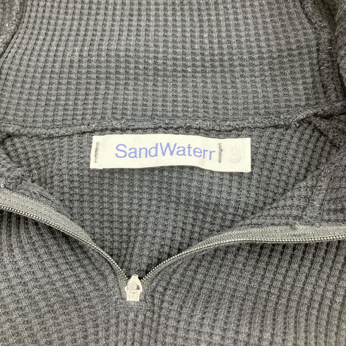パーカー SandWaterr ワッフル ハーフジップ ブラック (3) 3 ブラック