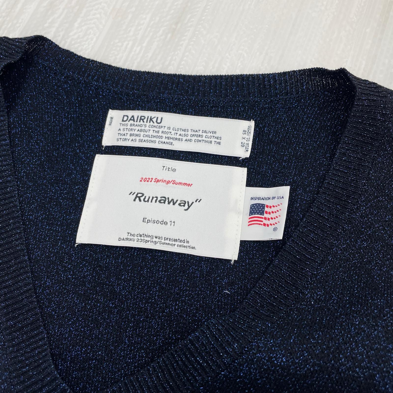 その他アウター 23SS OVERSIZED LAME KNIT VEST ネイビー
