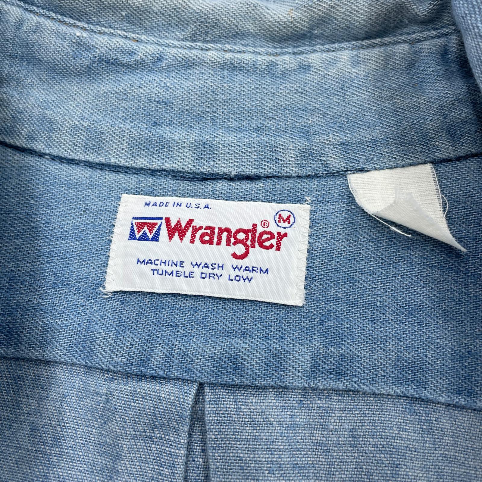 長袖シャツ Wrangler 米国製 M M ブルー