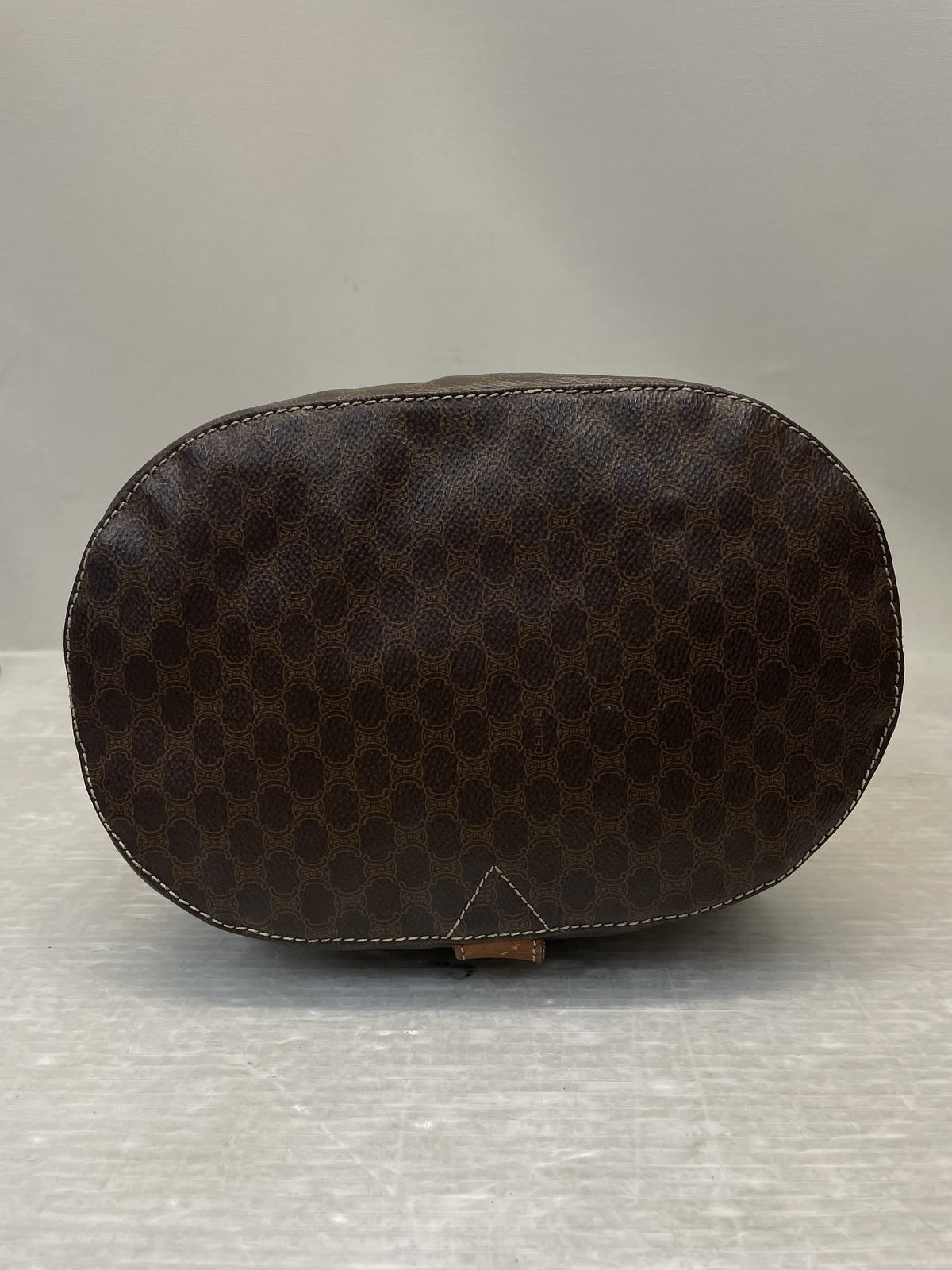 OLD CELINE マカダム柄 PVC 巾着型 ワンショルダーバッグ ブラウン