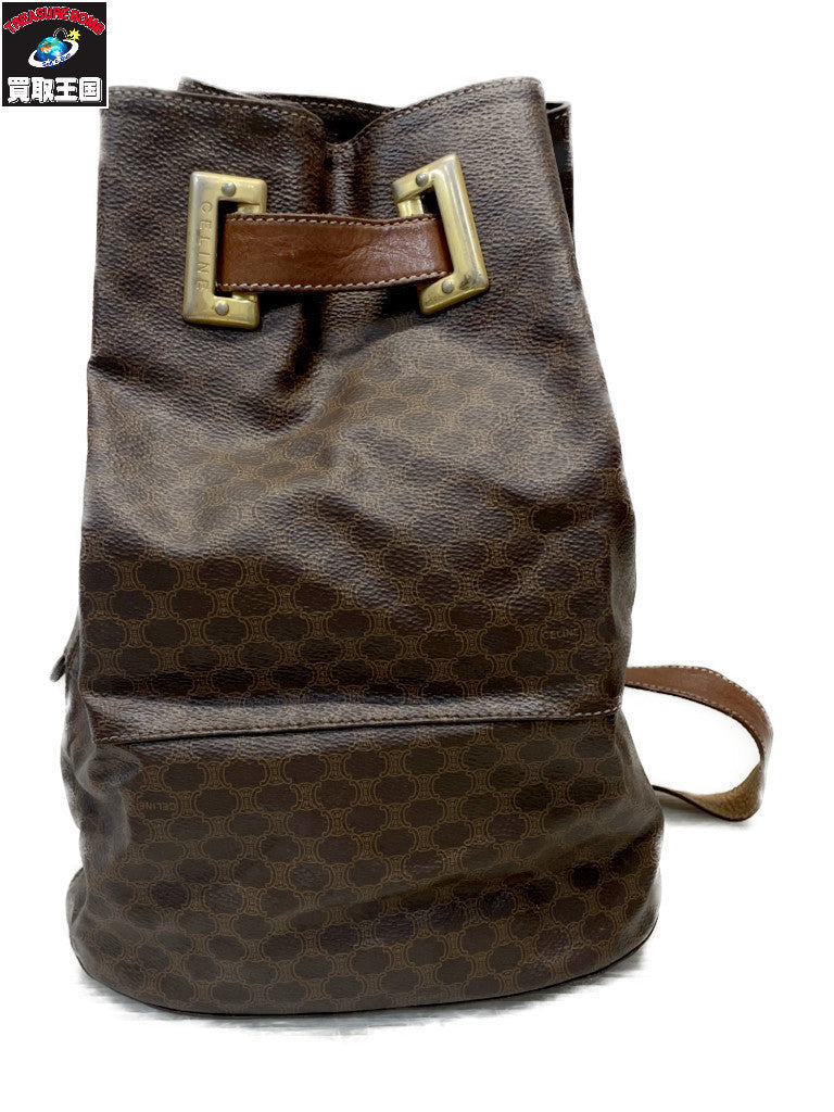 OLD CELINE マカダム柄 PVC 巾着型 ワンショルダーバッグ ブラウン
