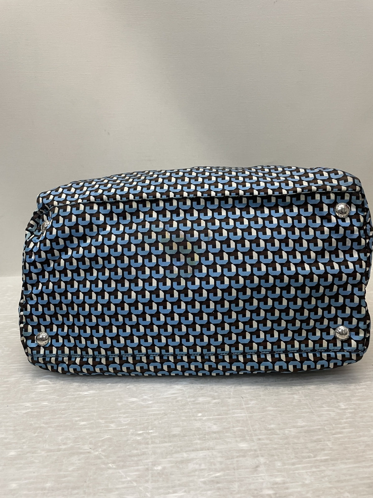 PRADA 三角プレート 総柄 ミニボストン 2wayバッグ 青