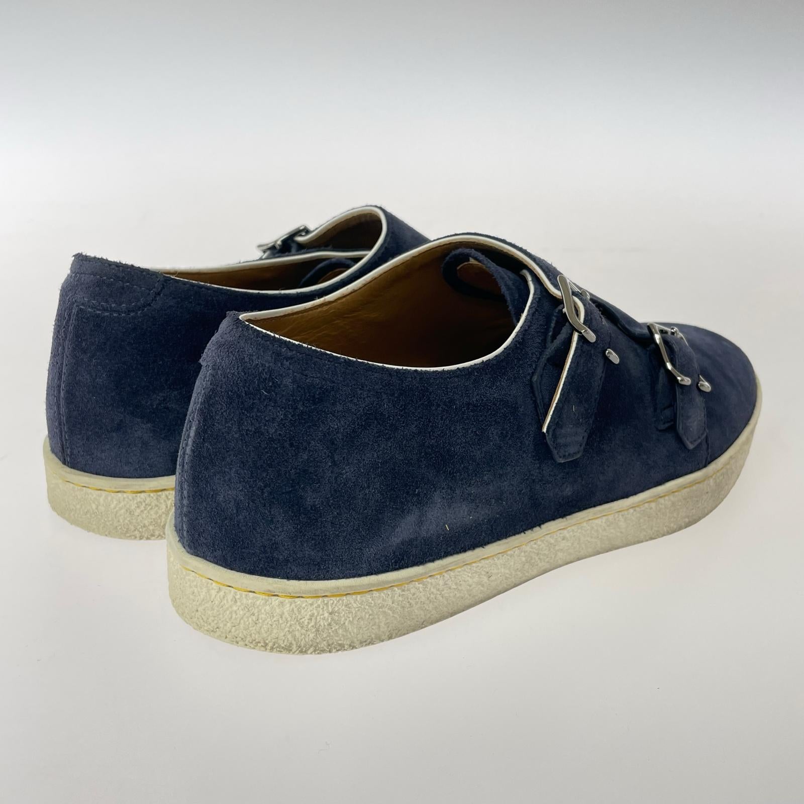 シューズ JOHN LOBB 0318 HOLME ダブルモンクストラップ スウェードシューズ 7 紺 青