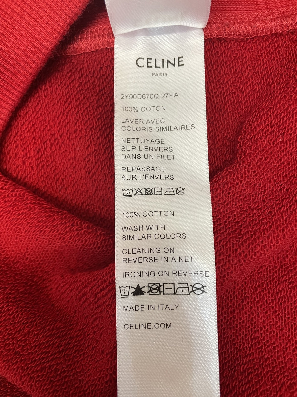 CELINE 24AW Oversized Sweatshirt M 赤 2Y90D670Q