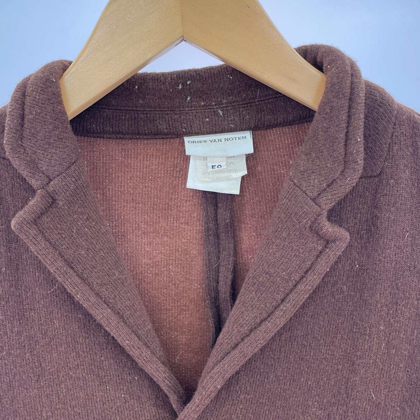 ジャケット 90s頃 DRIES VAN NOTEN ライカ期 ニットジャケット 50 黒 50 ブラウン