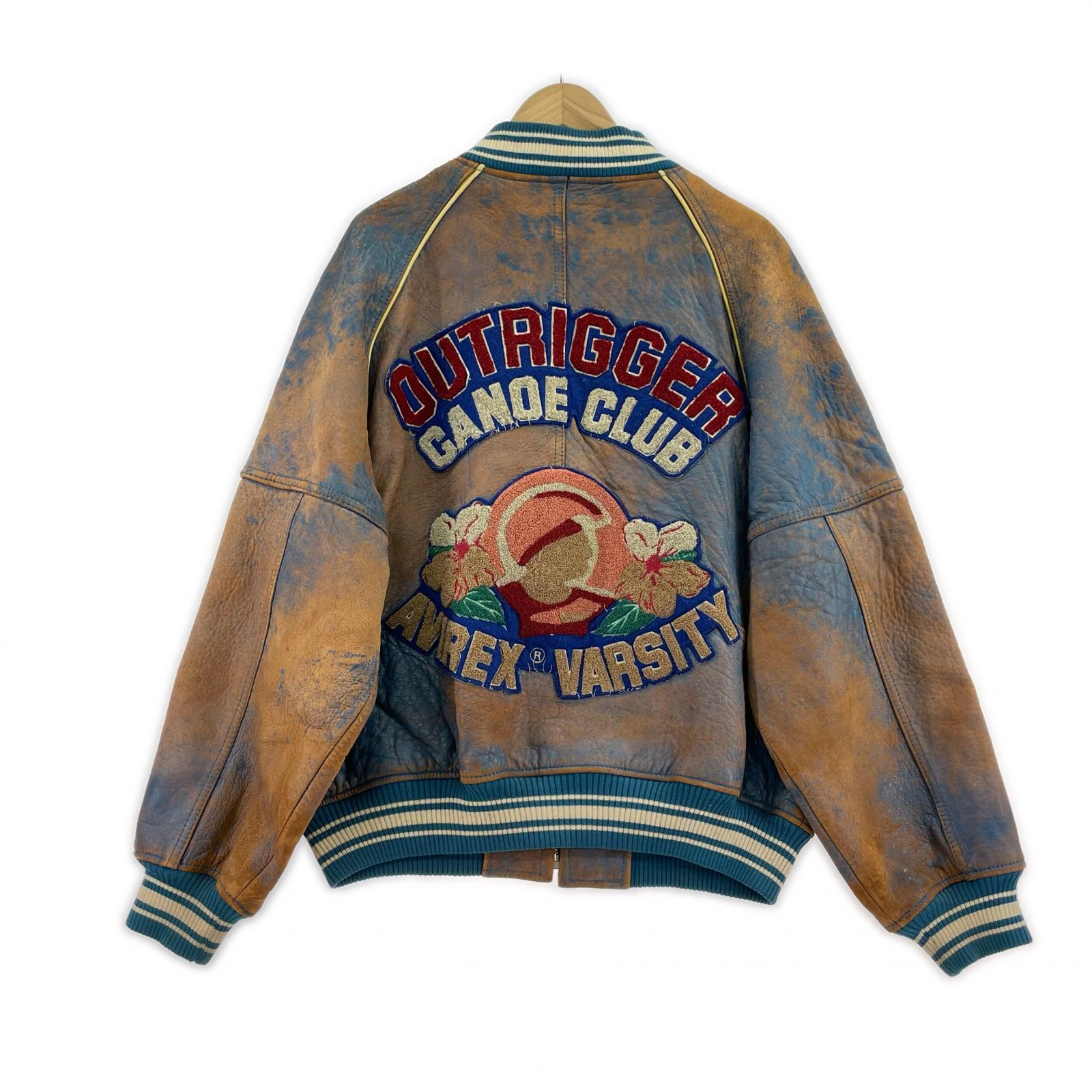 レザージャケット 90s コレギエイト レザースタジャン ブルー