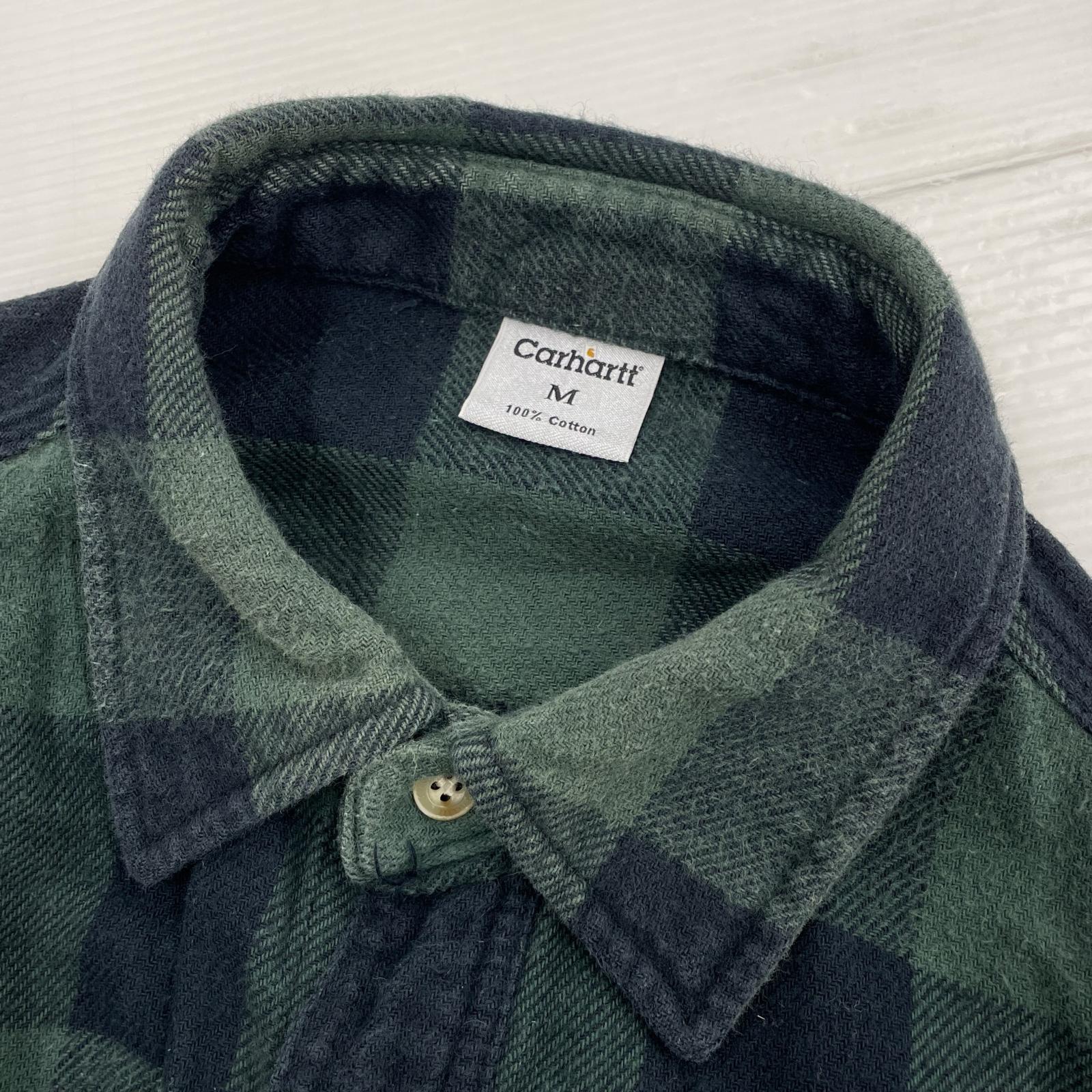長袖シャツ 90s-00s L/S チェック柄シャツ 緑 M グリーン