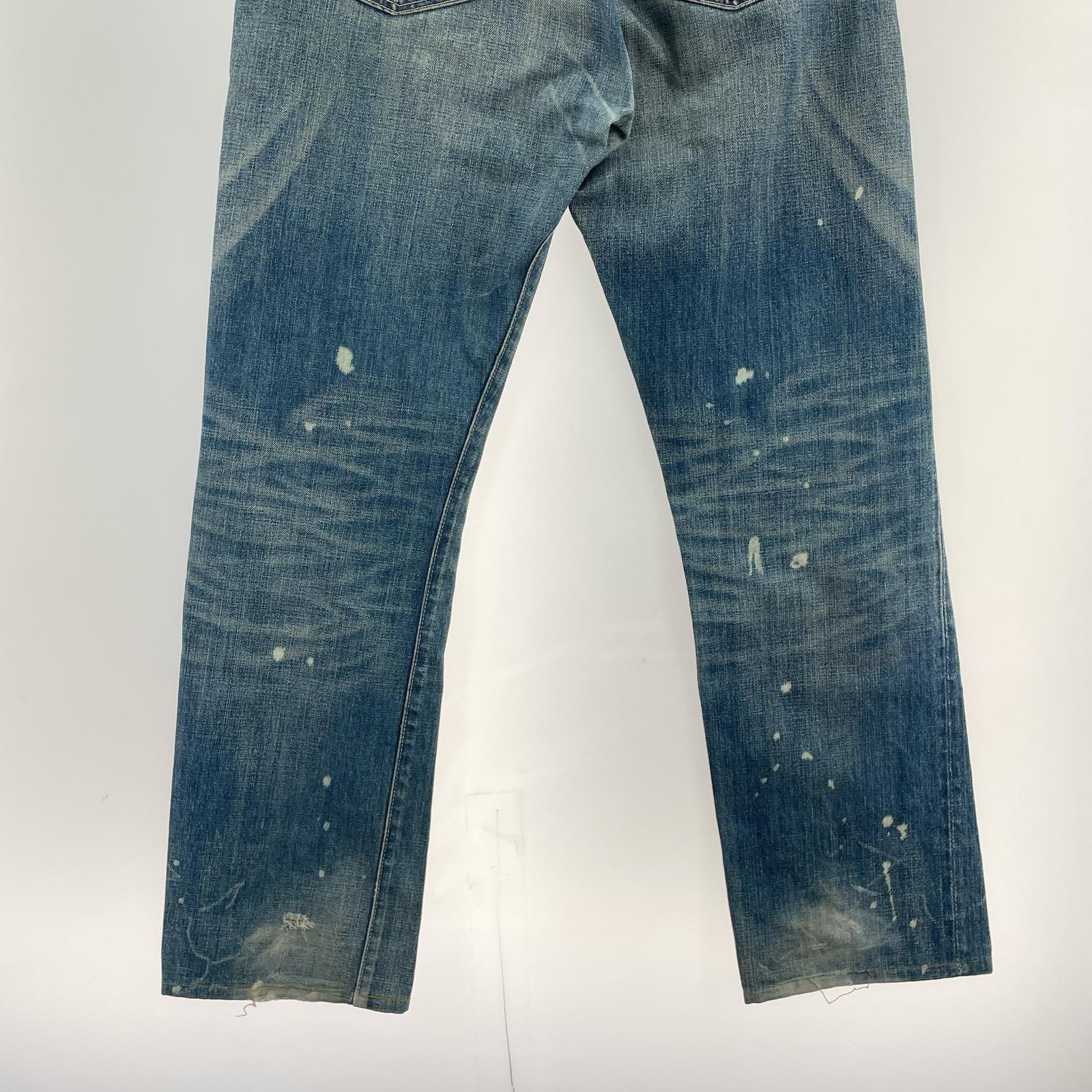 デニムパンツ 44501 BIGE ペイント ダメージ加工 インディゴ (32) 32 ブルー