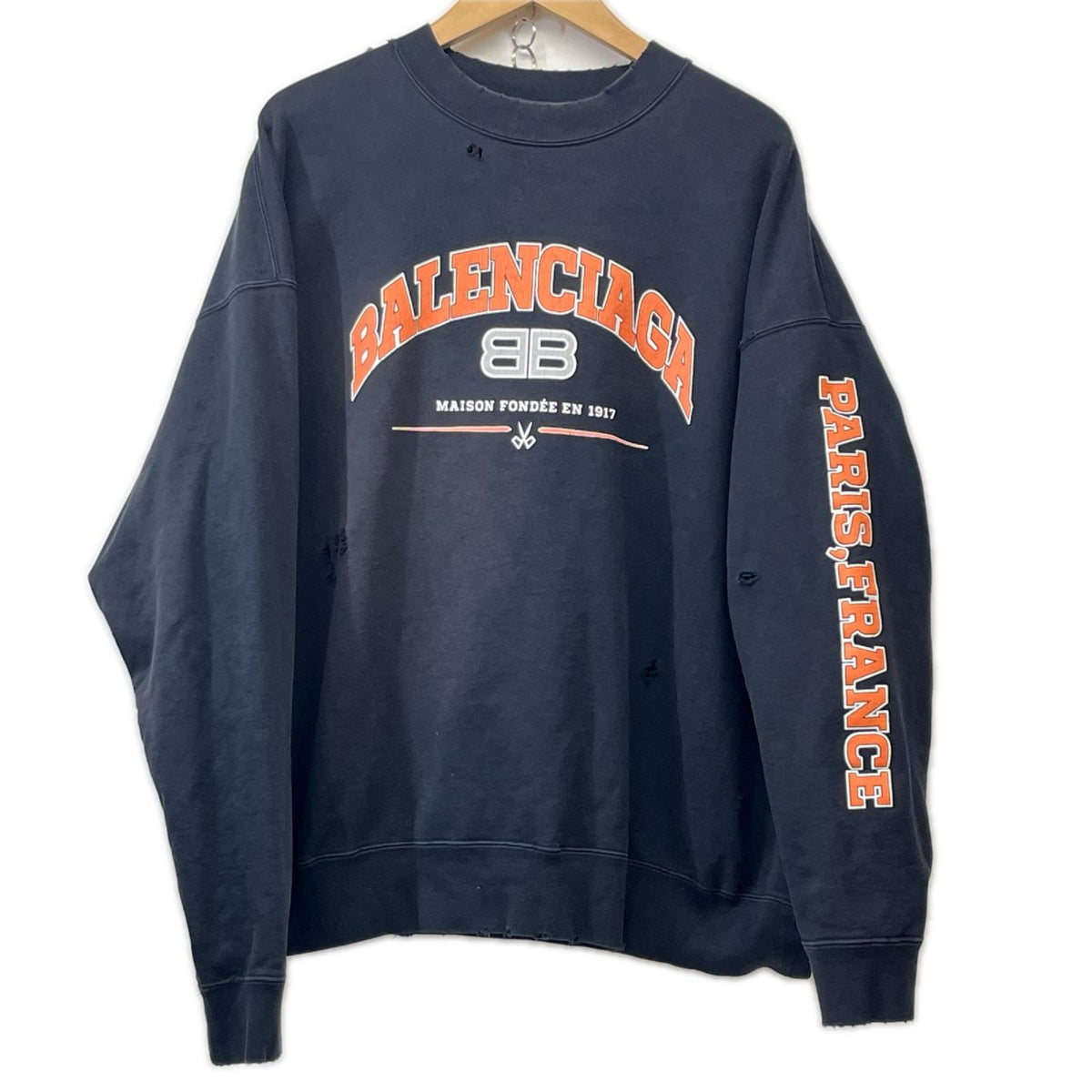 Balenciaga カレッジロゴ クラッシュスウェット ブラック M