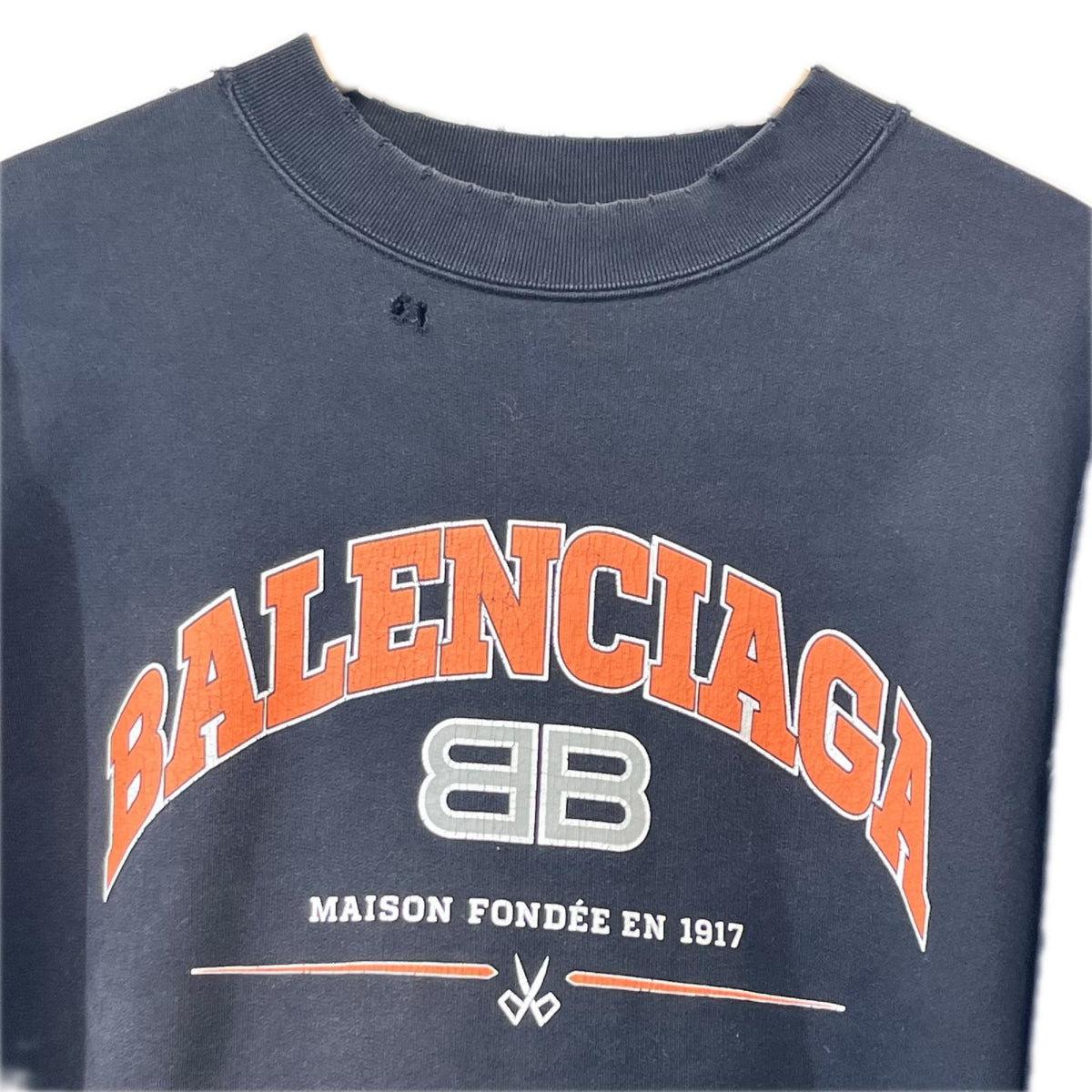 Balenciaga カレッジロゴ クラッシュスウェット ブラック M