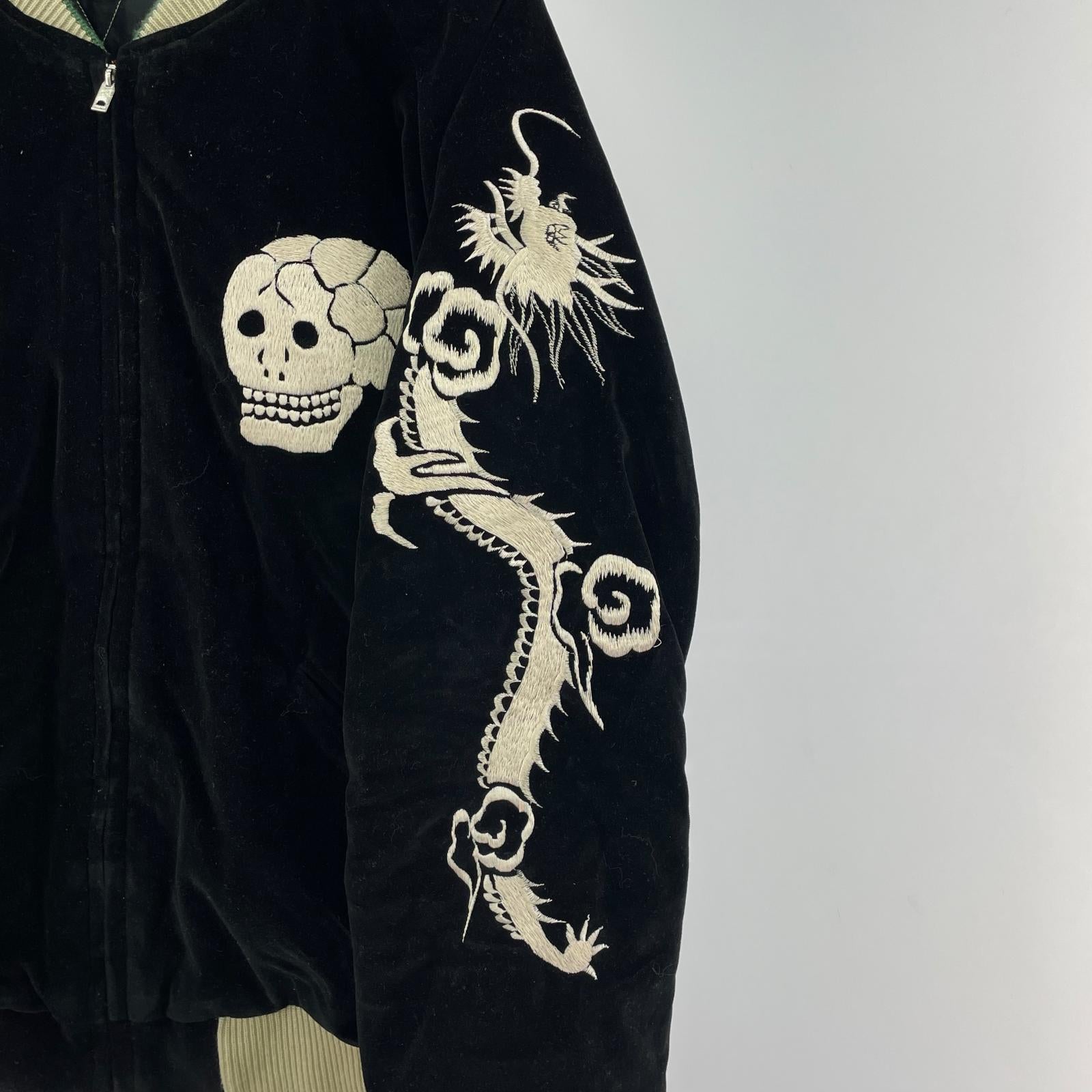 ブルゾン 別珍 スーベニアジャケット SPIDERWEB, SNAKE & SKULL ブラック