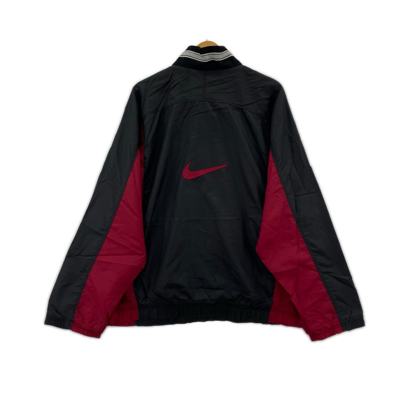 ブルゾン 90s ナイロン ハーフジップ 黒赤 (L) L